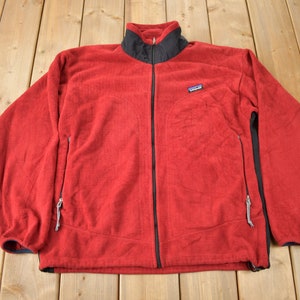 Vintage 1990s Patagonia Red Fleece Zip Up Sweater / Gorp / Streetwear / Outdoorsman / Red Fleece