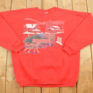 Vintage 1990s Winter Farm Graphic Sweatshirt / Souvenir / Vintage Sweatshirt / Farm Graphic / Wilderness Sweatshirt / Heavyweight