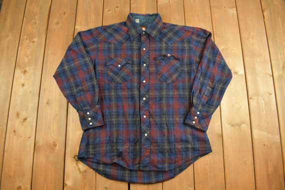 Vintage 1990s Karman Flannel Button Up Western Sh… - image 1