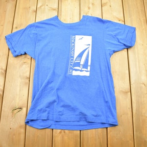Vintage 1990s Mackinaw City Michigan T Shirt / Sailing Boat Print / Single Stitch / Streetwear Fashion / Made In USA