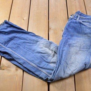 Vintage 1990s Faded Patchwork Denim Jeans Size / American Vintage / Workwear / Streetwear / Vintage Pants / Casual Wear / Essentials