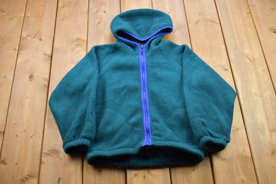 Vintage 1990s L.L. Bean Turquoise Fleece Hoodie Vintage 1990s L.L. Bean Turquoise Fleece Hoodie