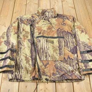Jaqueta esportiva camuflada vintage dos anos 80 com forro de lã / Streetwear / Jaqueta de caça / Outdoorman / Fabricada no Canadá