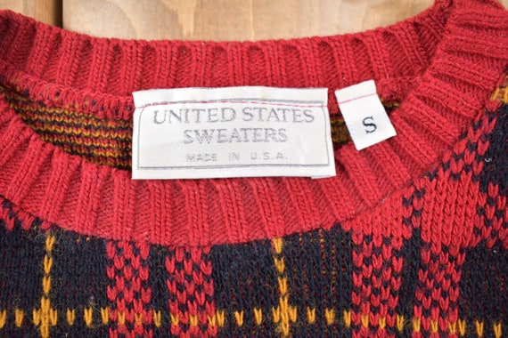 Vintage United States Sweaters Plaid Knitted Swea… - image 3