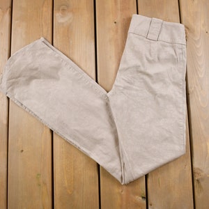 Vintage 1970s Made in France Beige Patterned Flared Trousers Size 26 x 31 / Made in France / French Vintage / Vintage Pants