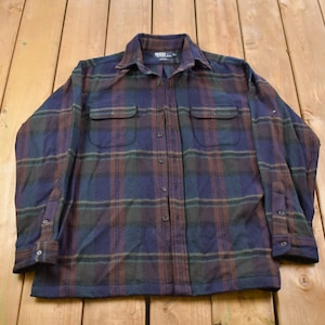 Vintage 1990s 100% Wool Polo Ralph Lauren Plaid Button Up Shirt / 1990s Button Up / Vintage Flannel / Casual Wear / Pattern Button Up