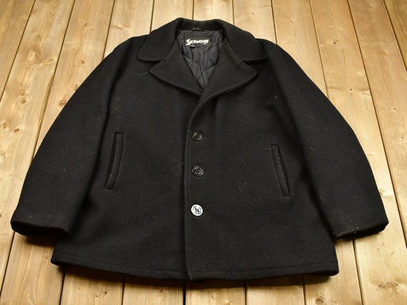 Vintage 1980s Schott New York City Pea Coat / Trench … - Gem