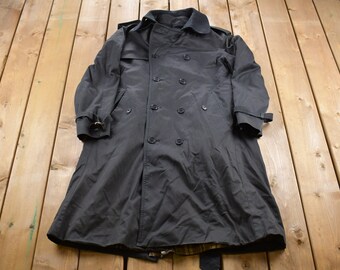 Vintage 80s Long Black Coat Size M 80s Retro Coat Black Long