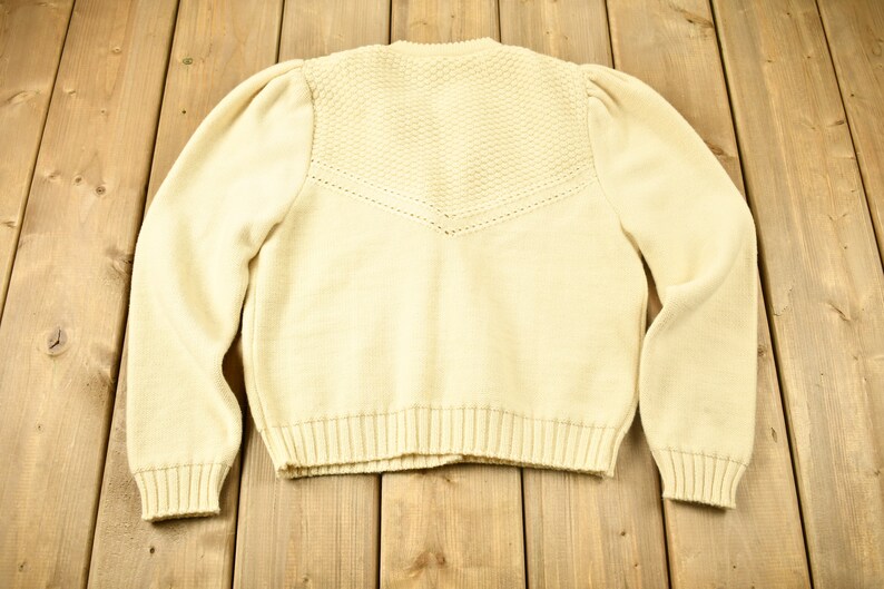 Vintage 1980s 100% Wool Sigi Schieber Knit Cardigan Sweater / Vintage Cable Knit / Button Up / Vintage Knit / Winter Sweatshirt image 2