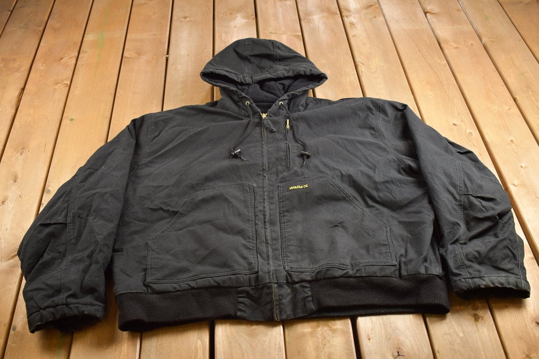 Vintage 1990s Walls Black Hooded Cinched Active Jac Work Vintage 1990s Walls Black Hooded Cinched Active Jac Work