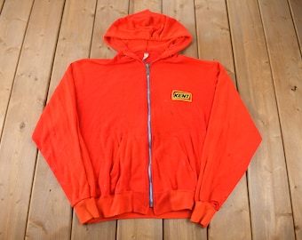 Vintage 1980s Kent Patchwork Zip Up Hoodie Made In USA Size M