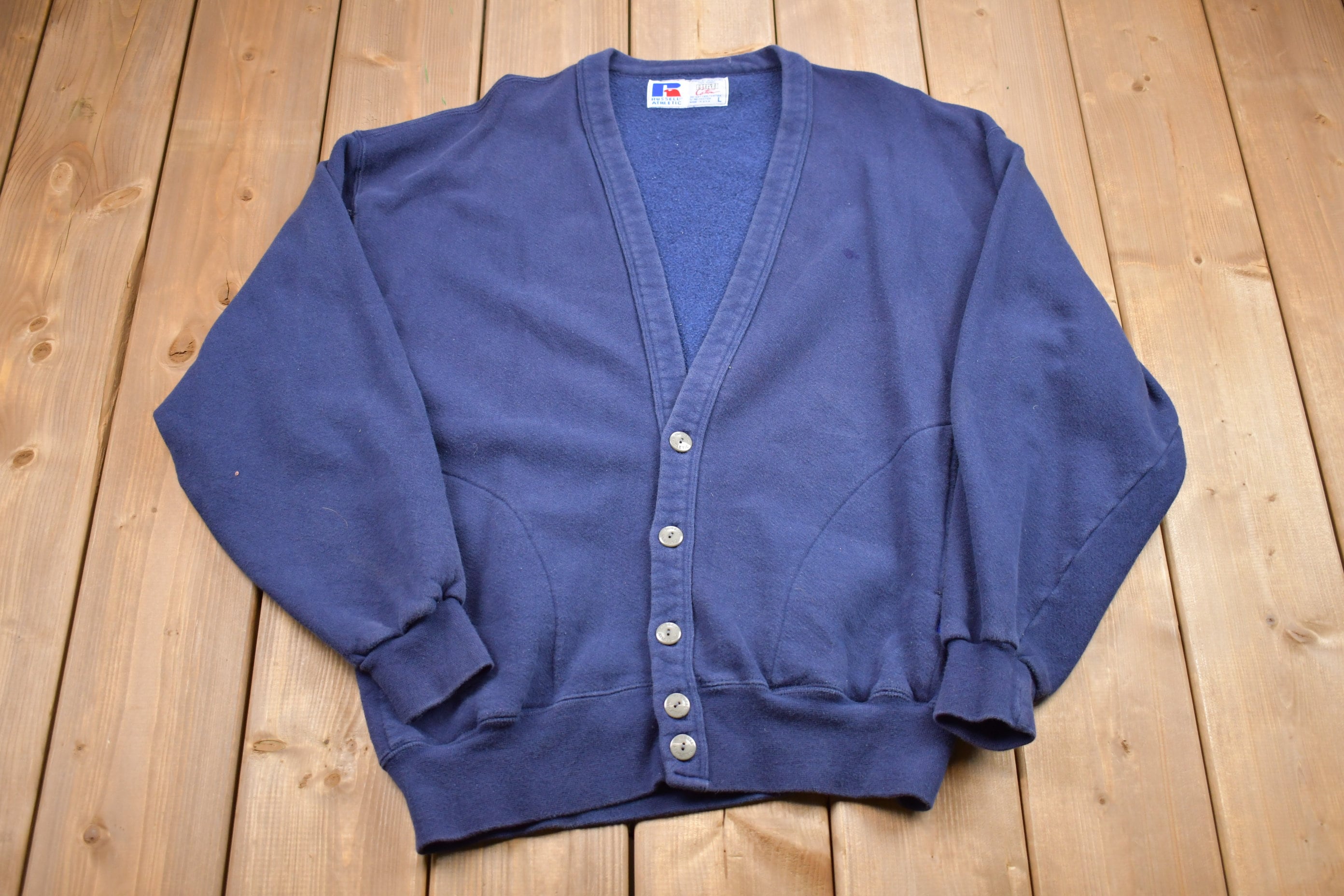 Vintage 1990s Russell Athletic Cardigan 90s Cardigan Vintage Sweater American Sportswear Button up Sweatshirt Made in USA Etsy