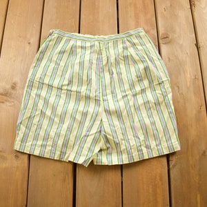 Vintage 1980s Pastel Colored Vertical Striped Women's Shorts Size 28 / 80s Shorts / Streetwear Fashion / Bottoms/ Jorts