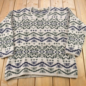 1990er Jahre Abercrombie & Fitch Co Pullover mit Rundhalsausschnitt aus Wolle / 90er Jahre Rundhalsausschnitt / All Over Muster / Abstraktes Muster