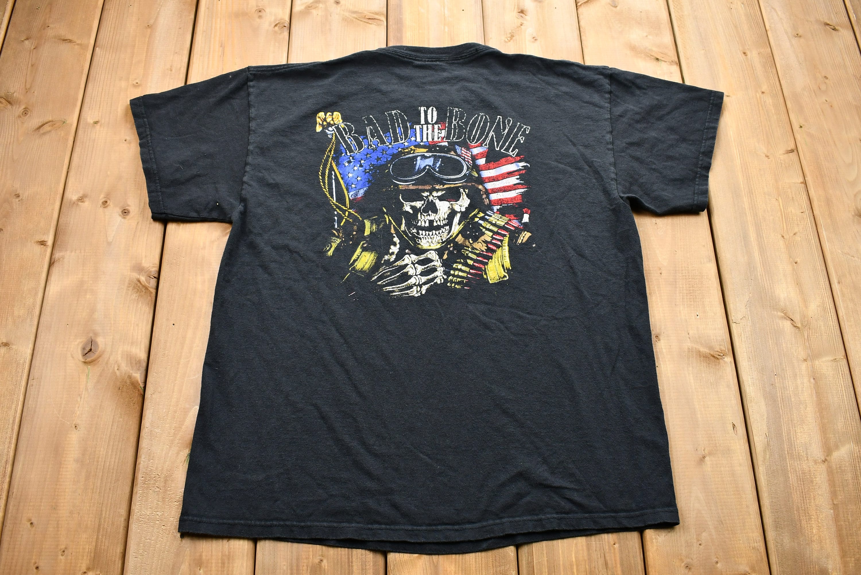 Vintage 1990s Bad to the Bone Skeleton T-shirt / Duval St