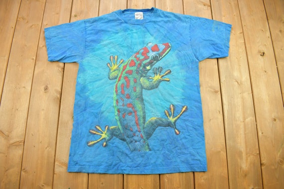 Vintage 1997 Leopard Gecko Theme Tie Dye Graphic … - image 1
