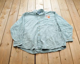 Vintage 1990s Three Rivers Beach Jean Long Sleeve Button Up