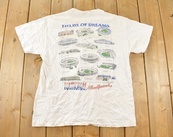 Vintage 1990s Fields Of Dreams American Baseball Ball Parks Graphic T Shirt Men's Large / Made In USA / Graphic Tee / Vintage Baseball