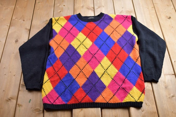 Wool Argyle Sweater Free Shipping - The Vintage Twin