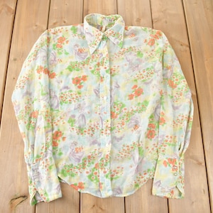 True Vintage 1970s Floral Button Up Blouse Size Womens Small