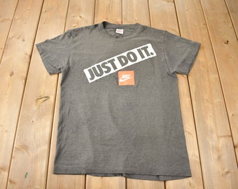 Vintage 1980s Nike Just Do It Grey Tag Single Stitch Graphic T Shirt Made In USA