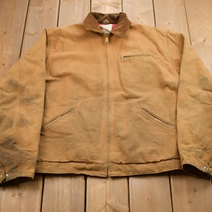 Vintage 1980s Carhartt Detroit Jacket / Workwear / Streetwear / Made In USA / 90s / Quilt Lined Jacket / Distressed Carhartt / Union Made