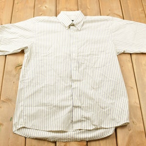 Vintage 1990s Edwards Striped Button Up Short Sleeve Shirt / 1990s Button Up / Vintage Short Sleeve / Basic Button Up / Business Shirt