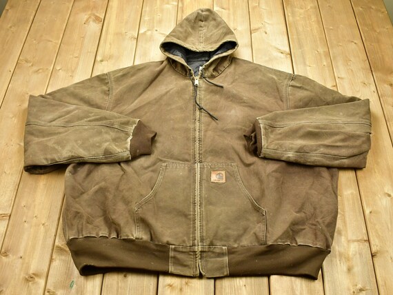 Vintage 1990s Carhartt Sun Faded Hooded Work Jacket / Workwear