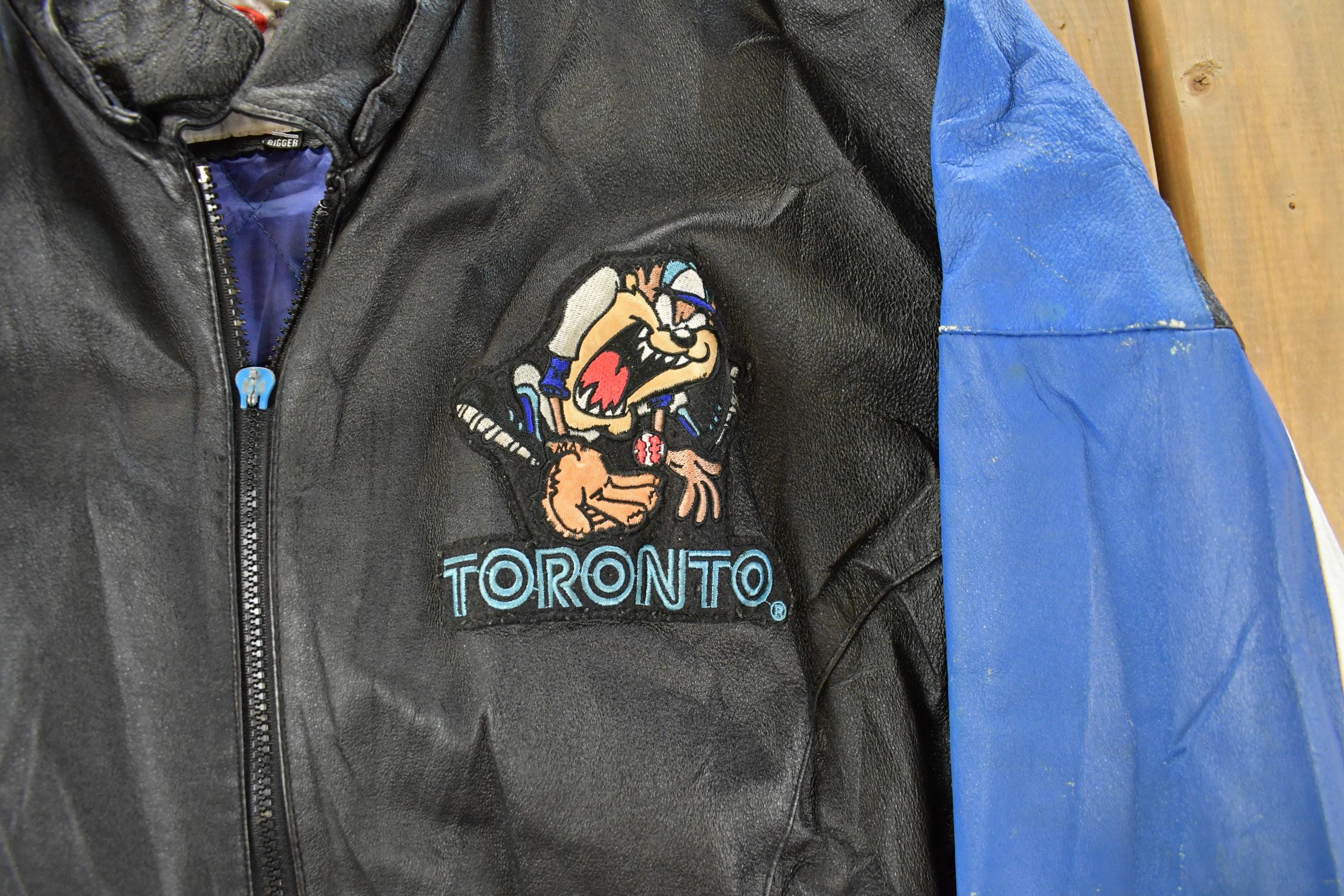 Vintage 1990s Toronto Blue Jays Looney Tunes Leather Jacket Men's