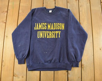 Vintage 1990s James Madison University Crewneck Sweatshirt Men's Large / Collegiate / NCAA Sweatshirt