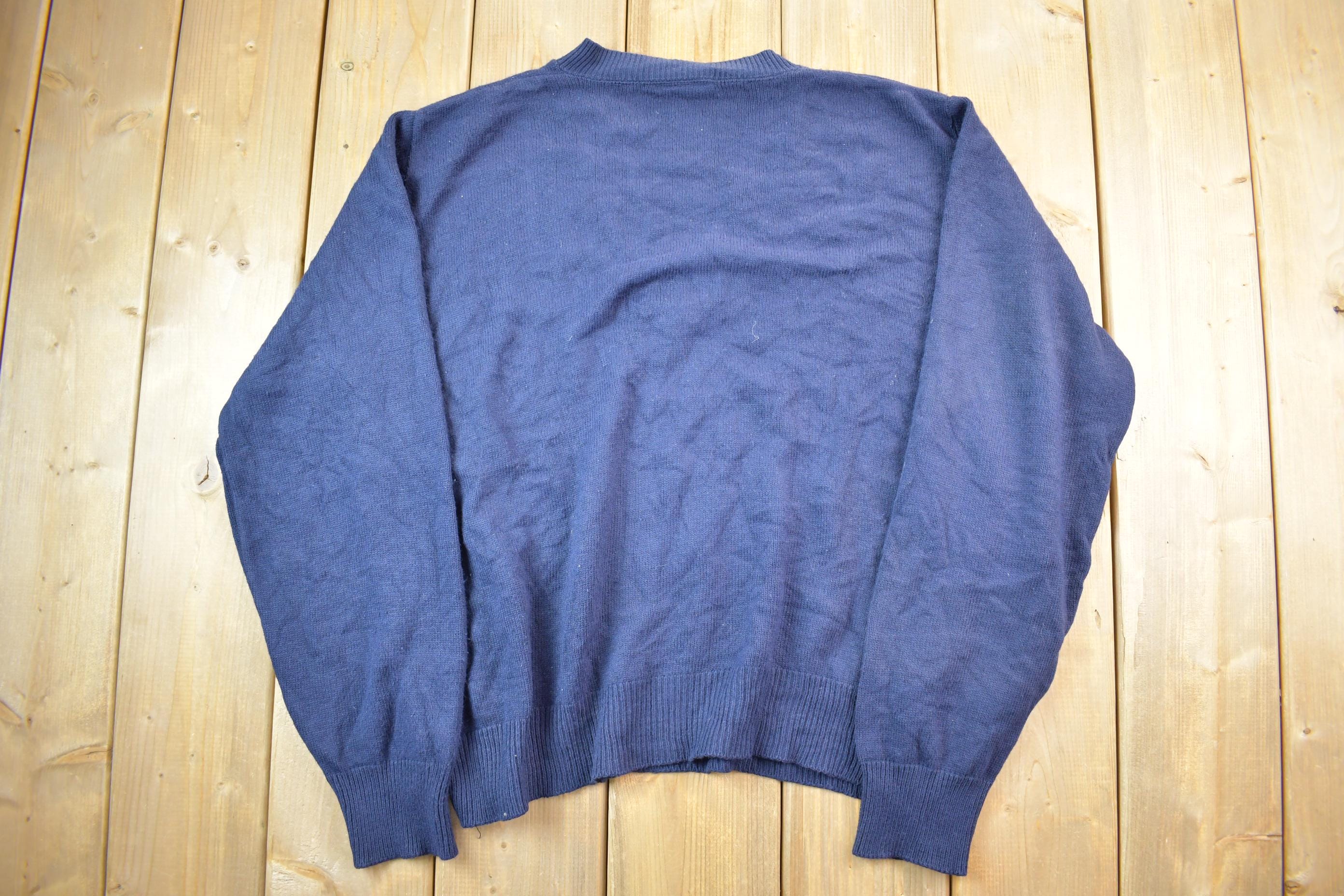 Vintage 1990s Pegasus V-neck Knit Sweater / 90s V-neck / Made in 