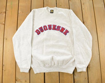 Vintage 1990s Duquesne University Crewneck Sweatshirt Mens L / Vintage Collegiate / 90s College Crewneck / Made in USA