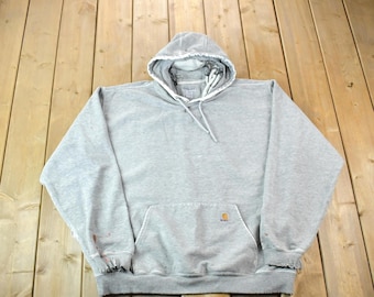 Vintage Y2K Perfectly Distressed Carhartt Heather Grey Hoodie Sweatshirt / Workwear / Streetwear / 2000 / 90s / Vintage Carhartt Sweater