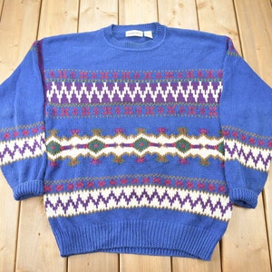 Vintage 1990s St. Johns Bay Knit Crewneck Sweater / Vintage 90s Crewneck / All Over Pattern / Abstract Pattern / Size XL