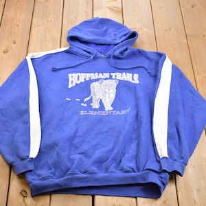 Vintage 1990s Hoffman Trails Elementary Graphic Hoodie / 90s Hoodie / Vintage Sweater90s / Color Block