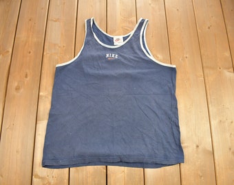 Vintage 1990s Nike Embroidered Tank Top Shirt / 90s Nike / Vintage Streetwear / Nike White Tag / Made In USA