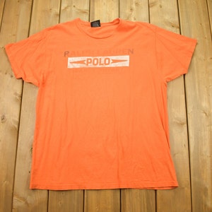 Vintage 1990s Polo Ralph Lauren Graphic T Shirt / Vintage Ralph Lauren / Streetwear / Orange T Shirt / 90s Polo / Polo Jeans Co