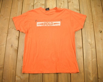 Vintage 1990er Polo Ralph Lauren Grafik T-Shirt / Vintage Ralph Lauren / Streetwear / Orange T-Shirt / 90er Polo / Polo Jeans Co