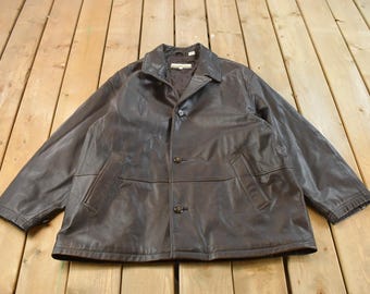 Vintage 1990s Banana Republic Leather Bomber Jacket Made in USA