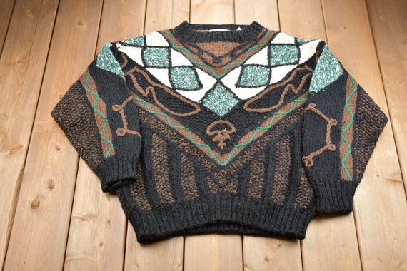 Vintage 1987 Novo Abstract Knitted Sweater / Vint… - image 1