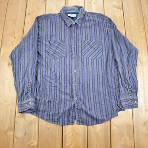 Vintage 1990s Habands Striped Plaid Long Sleeve Shirt