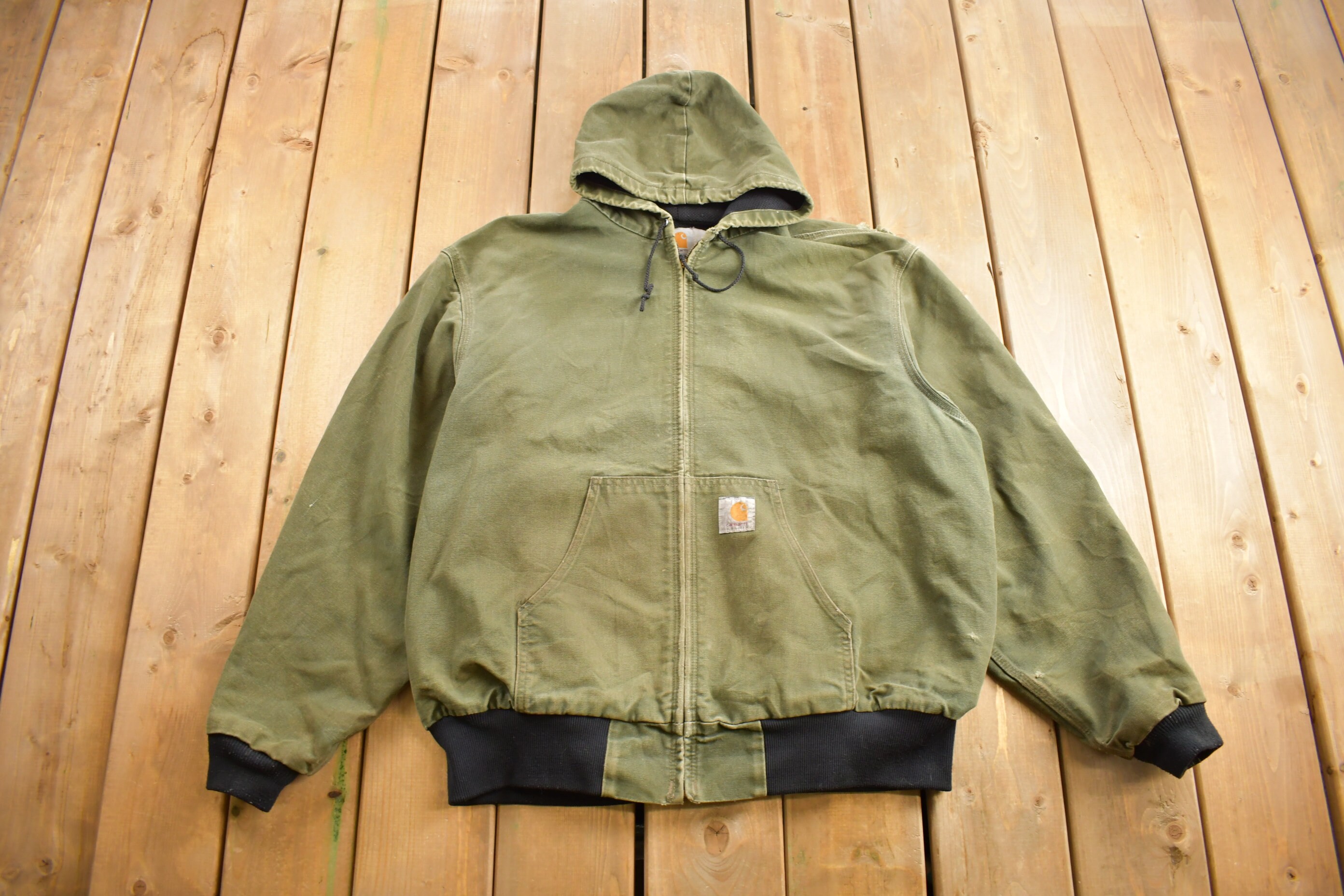 Vintage 1990s Carhartt Hooded Cinched Active Jac Work Jacket