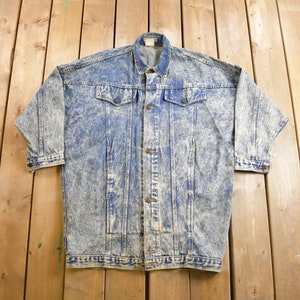 Vintage 1980s Chemindefer Acid Wash Denim Jean Jacket / Vintage Denim / Streetwear / Vintage Fall Outerwear / Fall Jacket / 80s denim