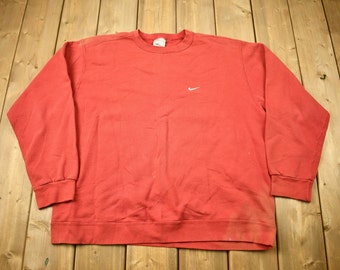 Vintage 1990s Nike Embroidered Mini Swoosh Crewneck Sweatshirt / Vintage Nike / Distressed / Streetwear / Athleisure / Made In USA