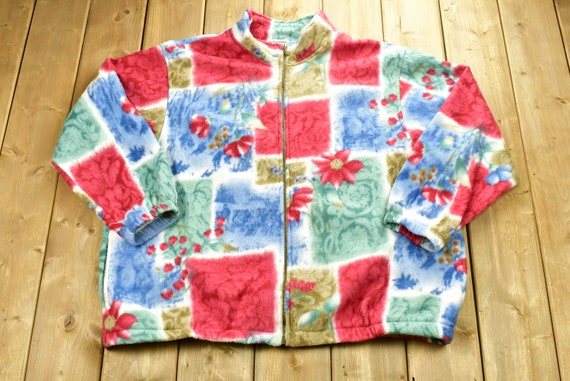 Vintage 1990s All Over Print Fleece Sweatshirt Full Zip Color