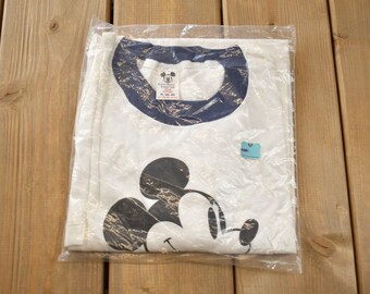 Vintage 1980s Deadstock Walt Disney Mickey Mouse Graphic Ringer T-Shirt / Graphic / 80s / Single Stitch / Made In USA