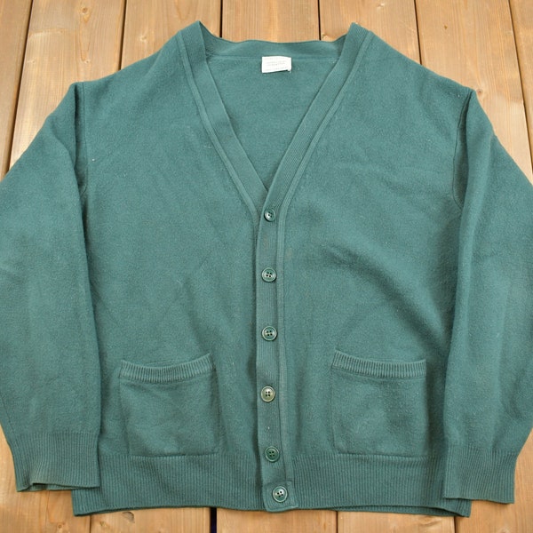 Vintage 1990s Grüner Blanko Strickjacke Cardigan / Vintage Cardigan / United Colors Of Benetton / Made In Italy / 100% Lambswool /