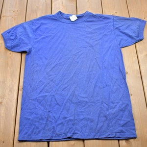 Vintage Fairline blauw ringer-T-shirt jaren 70 / grafisch / jaren 80 / 90 / streetwear / retrostijl / enkele steek / gemaakt in Canada / wit T-shirt