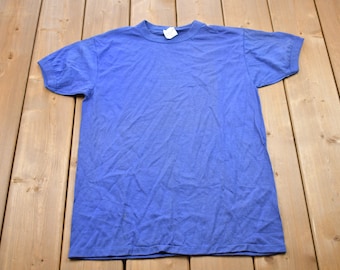 Vintage 1970s Fairline Blue Ringer T-Shirt / Graphic / 80s / 90s / Streetwear / Retro Style / Single Stitch / Made In Canada / White Tee