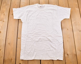 Vintage 1980s Fruit Of The White T-Shirt Deadstock / Single Stitch / Streetwear / Single Stitch / Made In Canada / Vintage Blanks